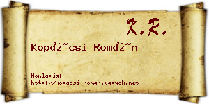 Kopácsi Román névjegykártya